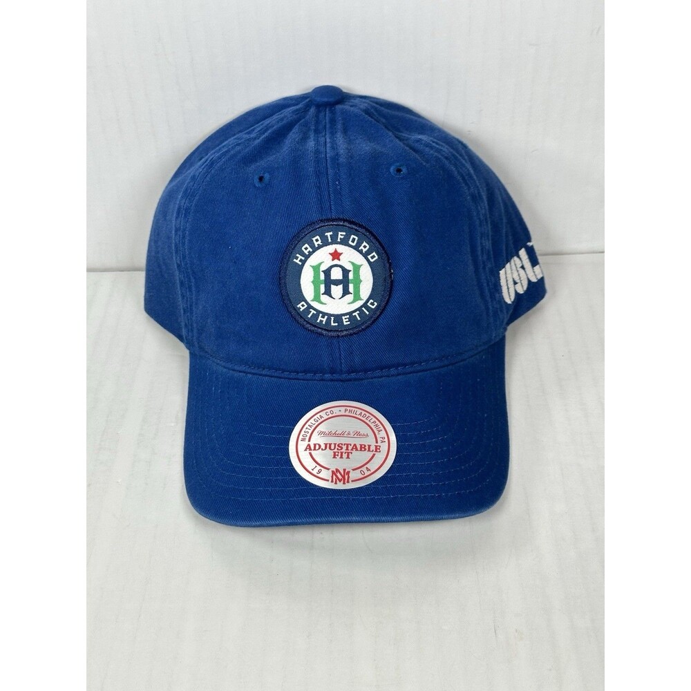 Hartford Athletic Hat Blue Mitchell & Ness USL Soccer Logo Strapback Dad Cap NEW